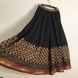 Vintage Soft Surroundings Cotton gauze bohemian Gypsy maxi midi skirt brown